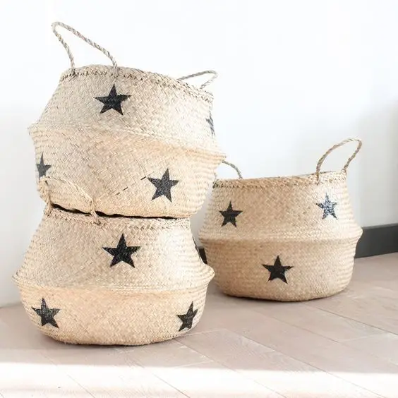 
Vietnamese factory made home storage sea-grass basket 