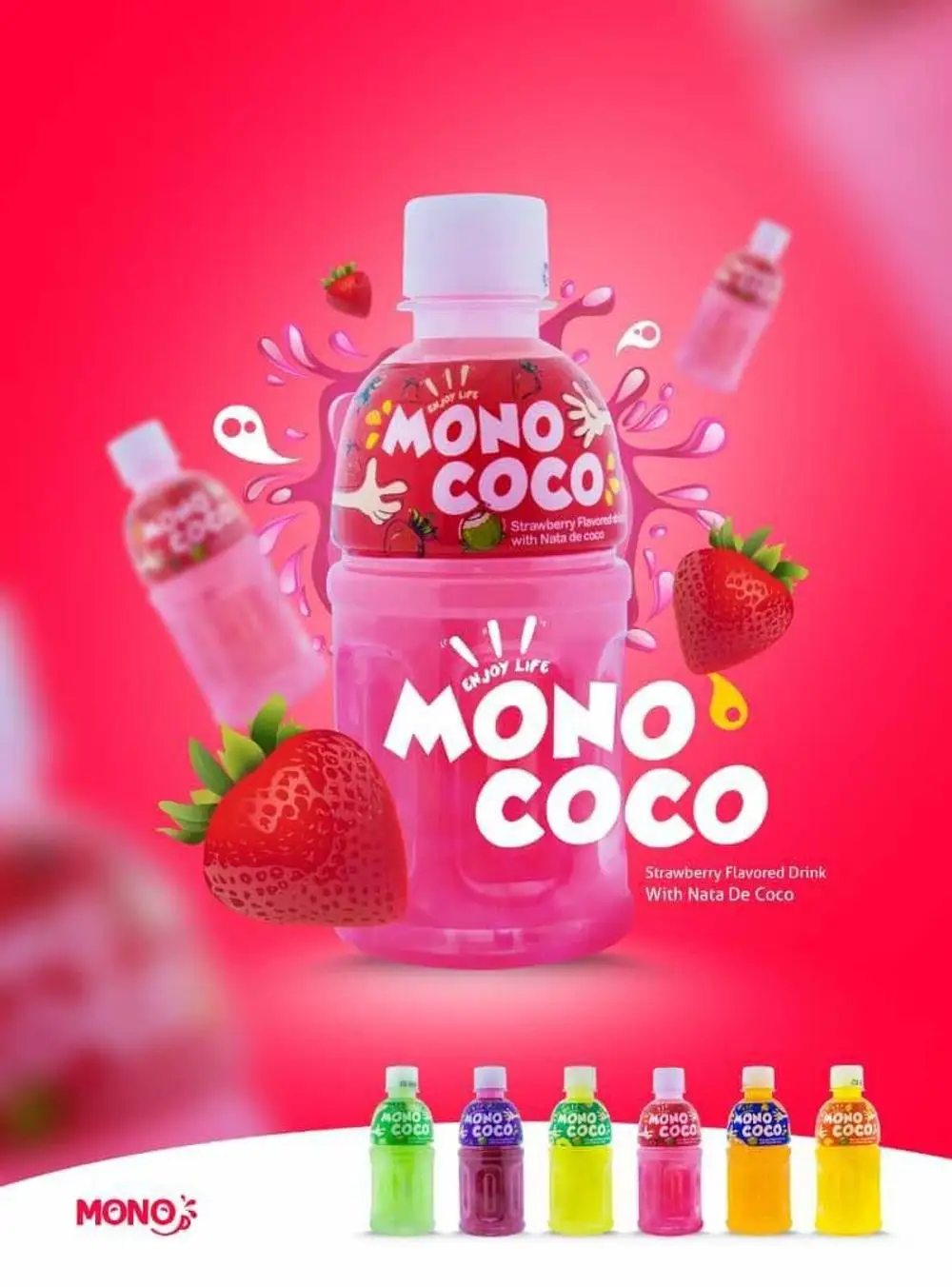 
Sterillized Nata De Coco Drink with Fruits Juice 25% Mono Coco Product of Thailand Ajintai Company Limited Under Zain Brand 