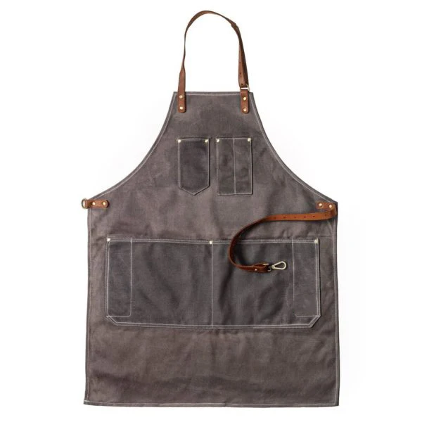 Cheap bulk wholesale cotton denim kitchen apron PU leather adjustable cross back bib aprons