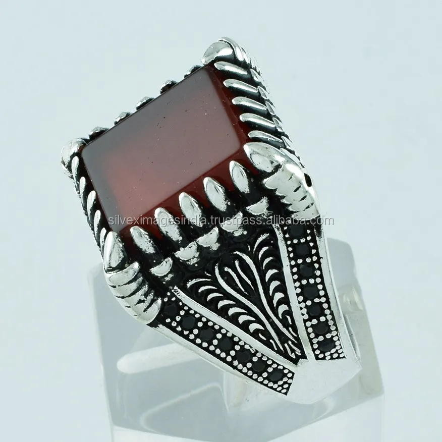 Attractive Carnelian Stone Handmade 925 Sterling Silver Ring Wholesaler India