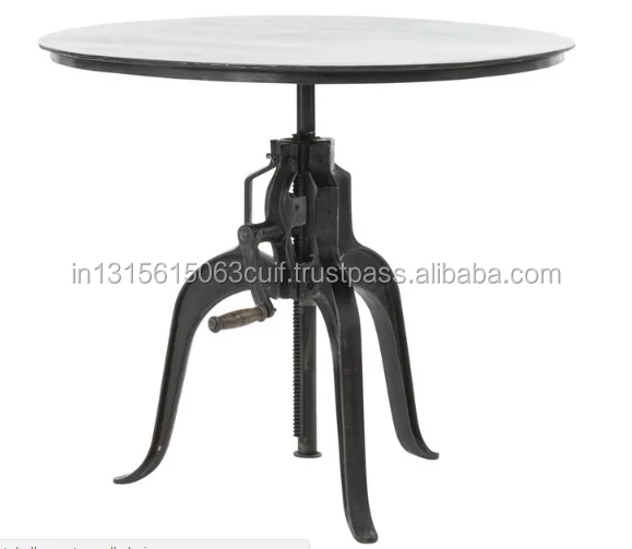 Kraft crank adjustable industrial coffee table, Forged metal coffee table