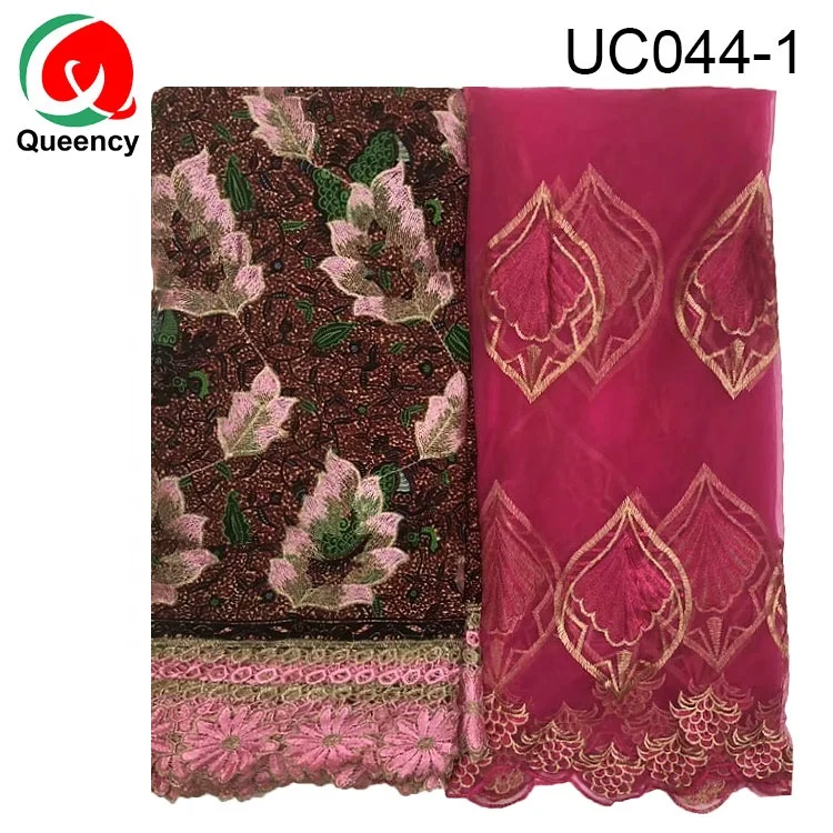 
Queency Wax Fabric With Lace Embroidery Wax Cord Lace Fabric 2019 African Wax Prints Fabric Lace 