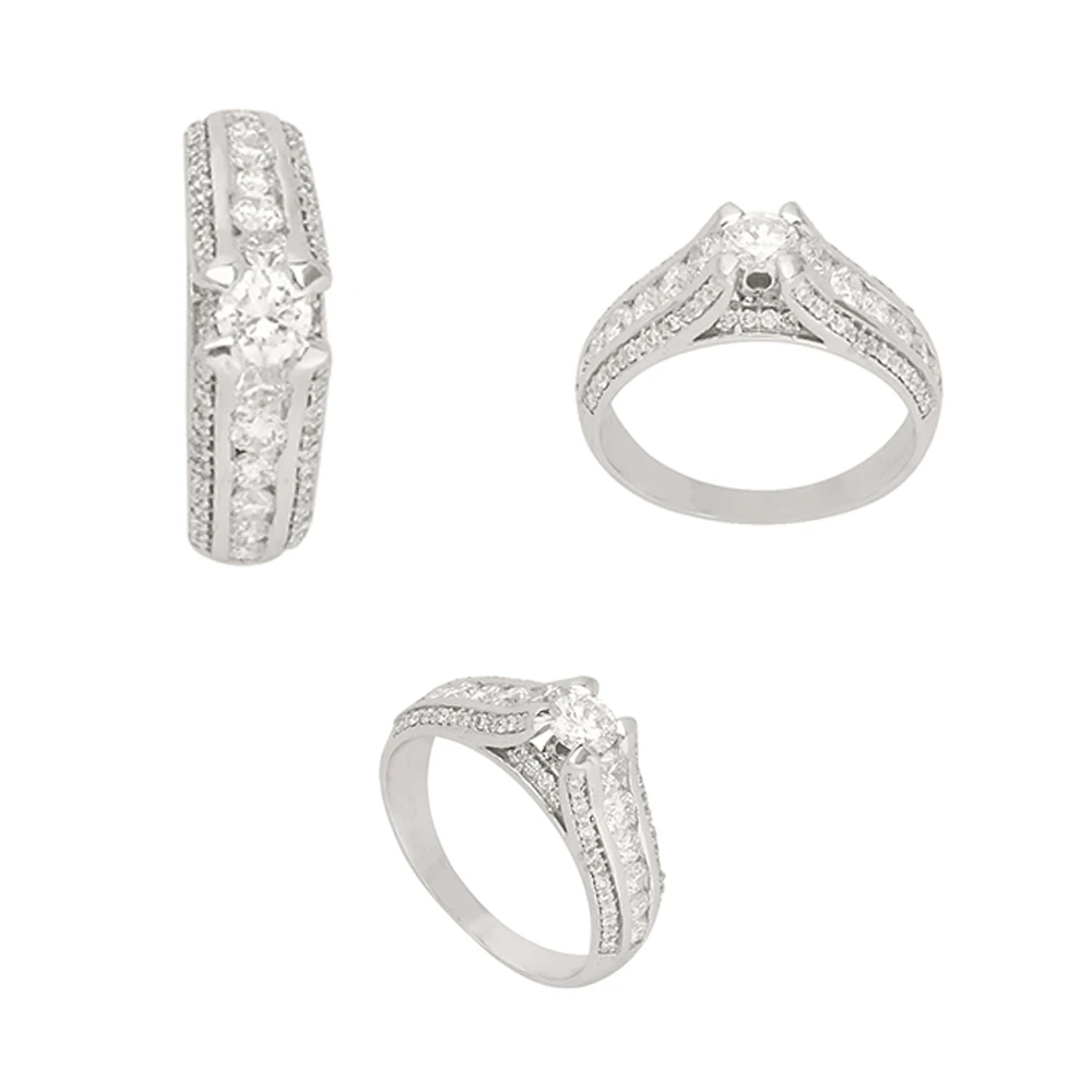 Wedding Engagement Ring Set Couple Eternity Forever Love Finger Ring Fine Jewelry Natural Diamond White gold