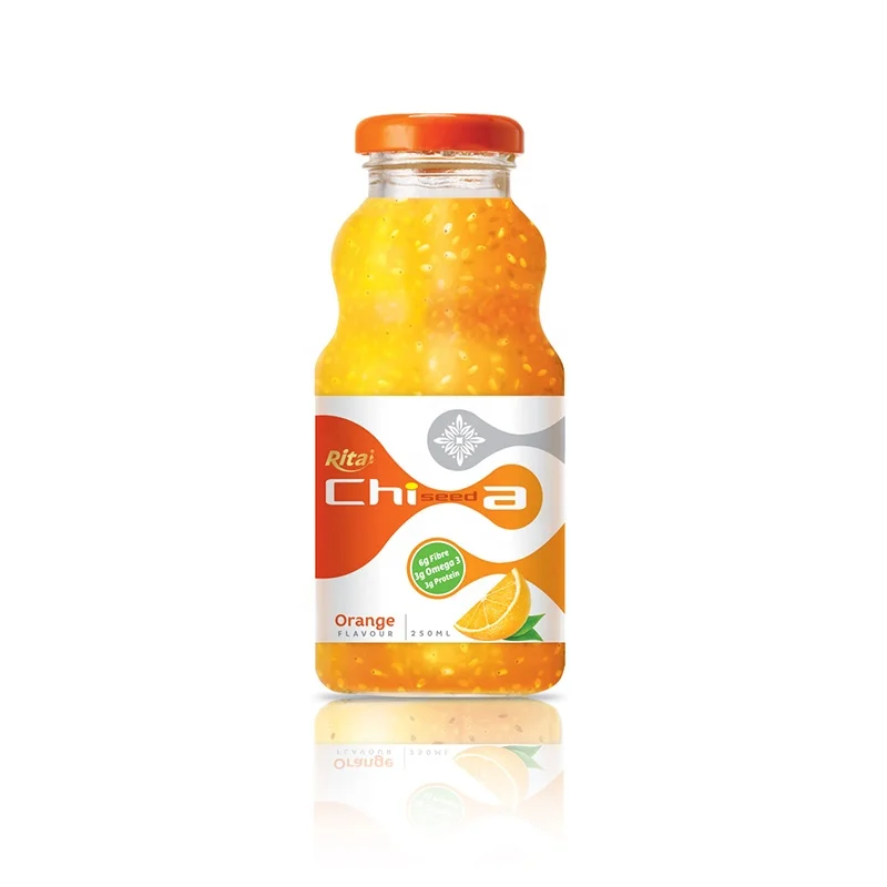 
Best Quality Best Price Natural Good Taste Pure Juice 250 ml Glass Bottle Mango Flavor Chia Seed Juice Drink 