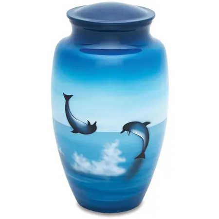 Playful Dolphin Aluminum Cheap Cremation Urns for human Ashes