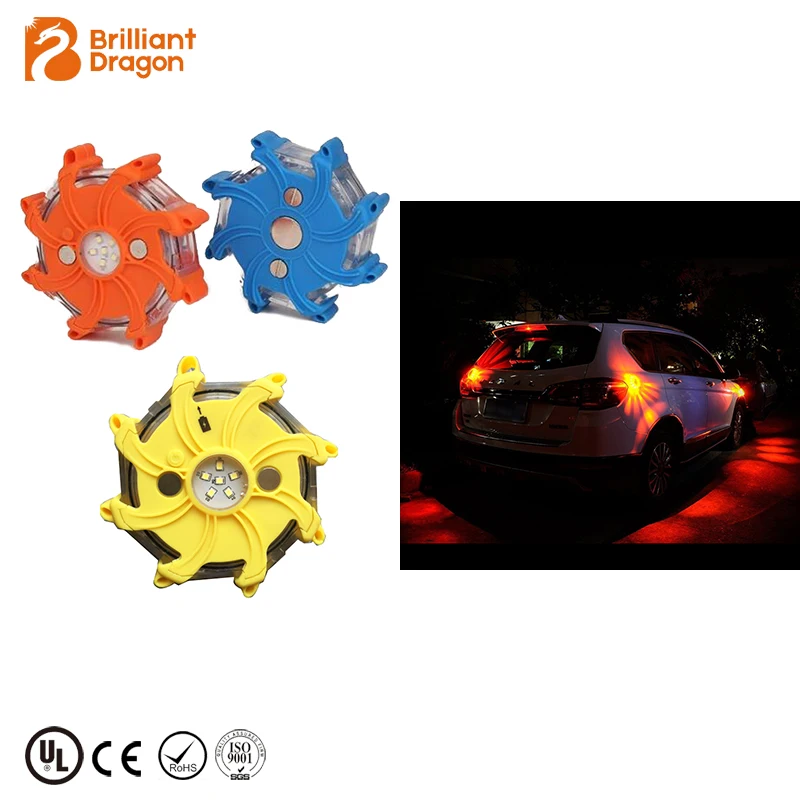 5pcs Rechargeable Road LED Flare Emergency Disc, Beacon LED Flashing Warning Light | Roadside Safety Led Light