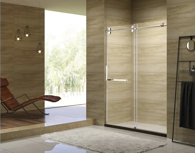 Bathtub Shower Glass Sliding Door 10mm 12mm Frameless Glass Shower Enclosure