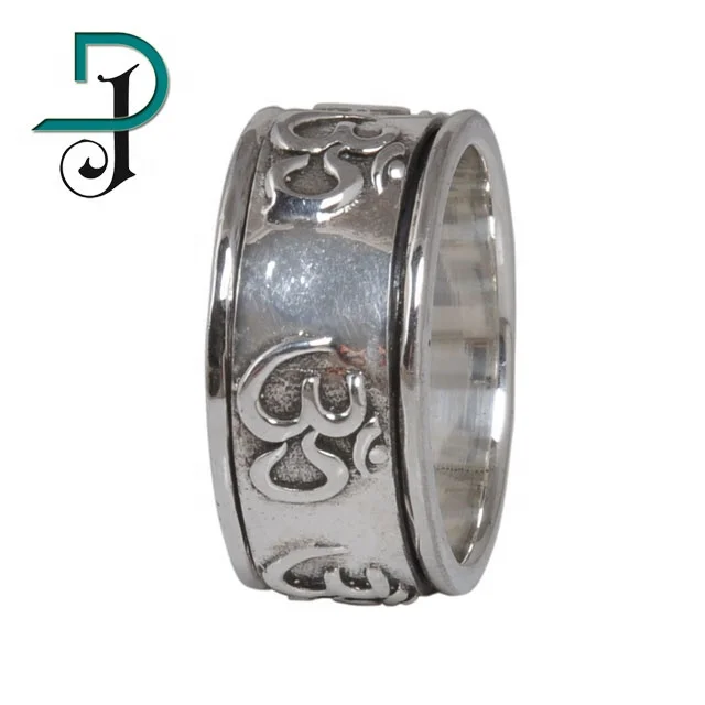 Hot Sale 925 Sterling Silver Om Spinner Ring Polished Unisex Jewelry for Wedding Engagement Anniversary Party Gift Idea