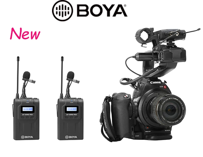 Новые Boya BY-WM8 Pro-K1 K2 UHF двухканальная Беспроводная микрофонная система петличный микрофон видео для записывающий микрофон комплект
