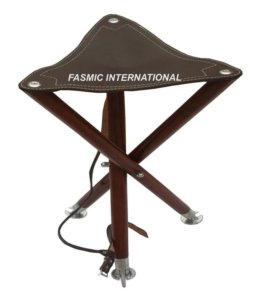 Портативный открытый охотничий табурет дешевая Прочная кожа и холст с деревянной отделкой