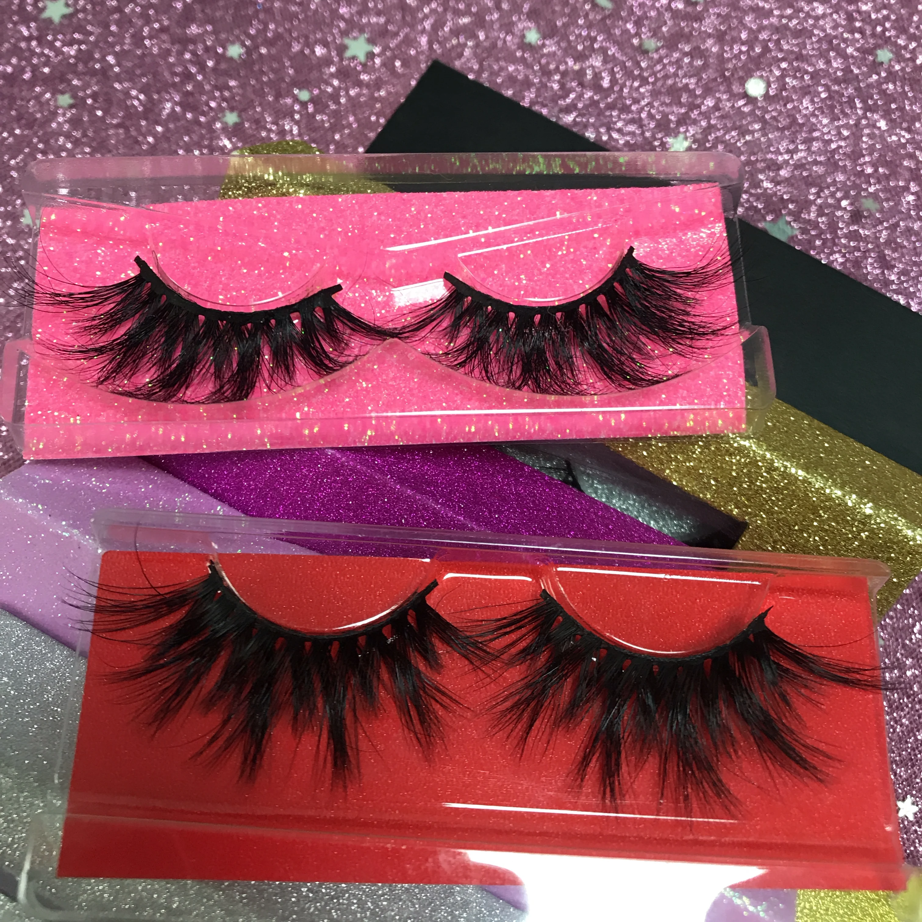 Private label 25mm wholesale mink lashes hot sale color faux mink eyelashes