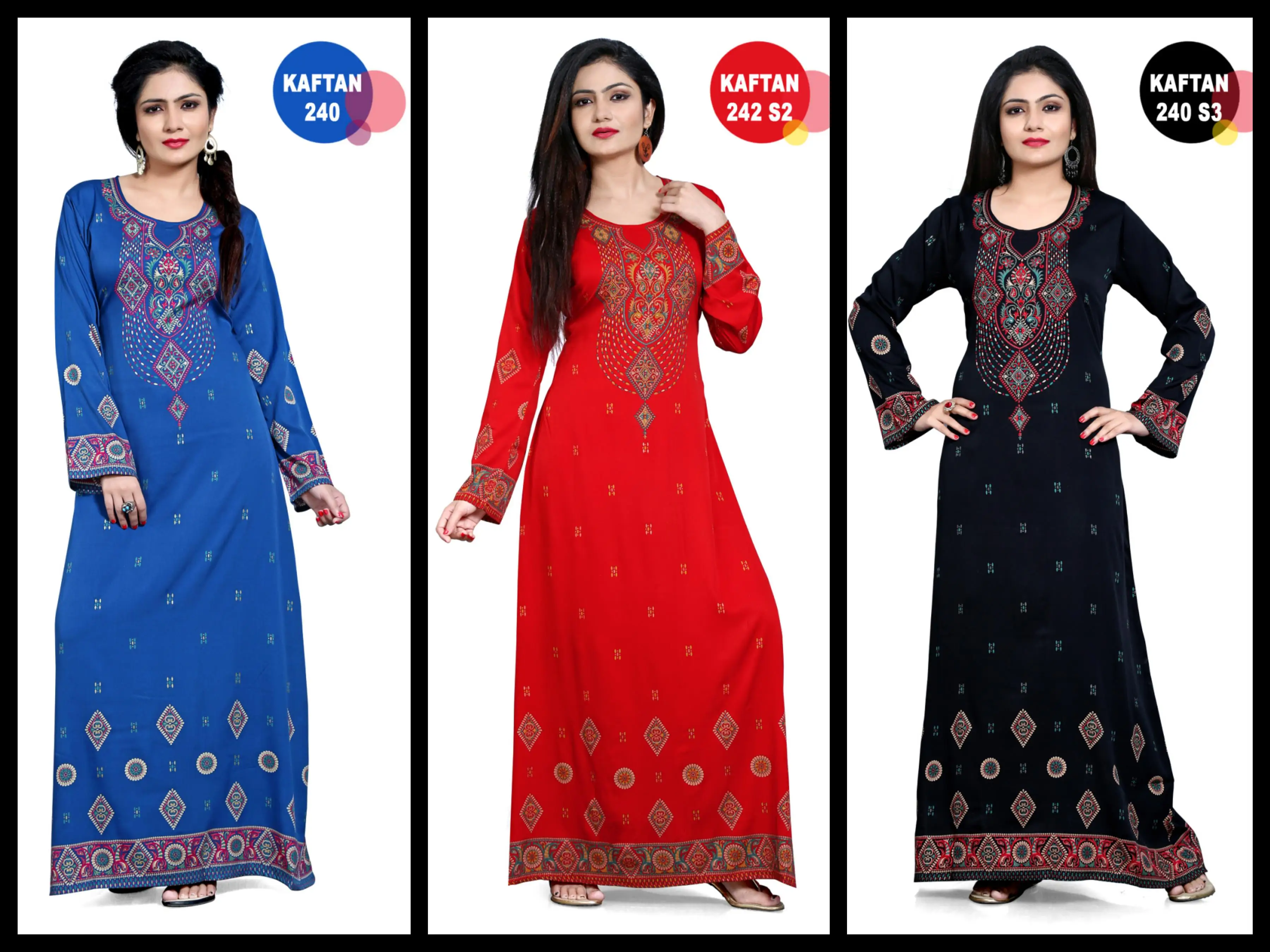 Indian Styles very fancy kaftans/ Beautiful long Ladies white color shining royal multi colour printed Dress