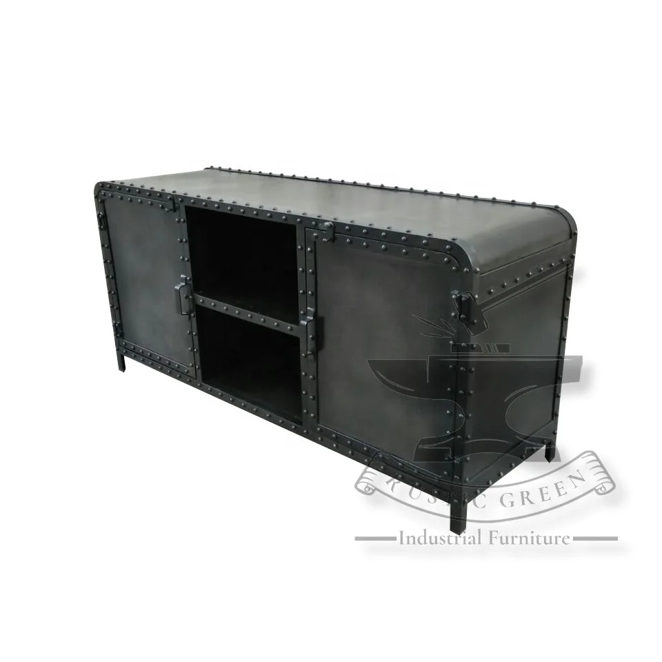 Vintage Industrial long Iron Storage Cabinet