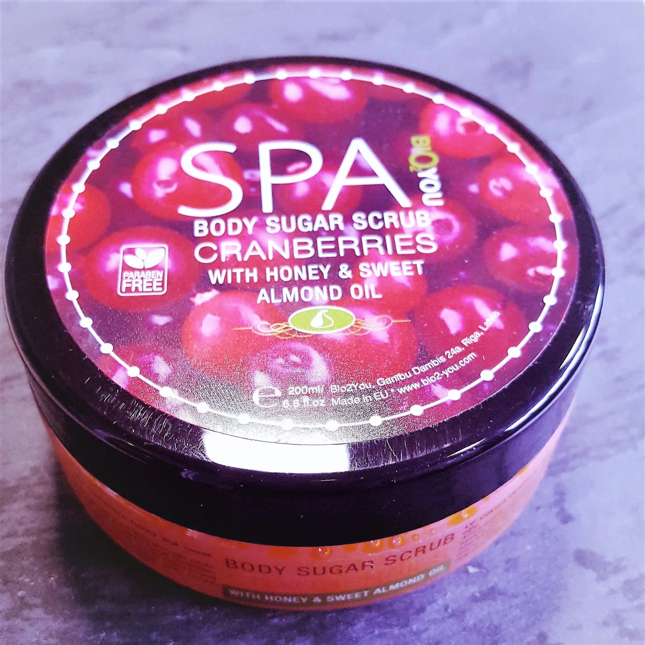 Wholesale Private Label NATURAL MASSAGE SUGAR BODY EXFOLIATOR  SCRUB CRANBERRIES  with honey and sweet almond oil