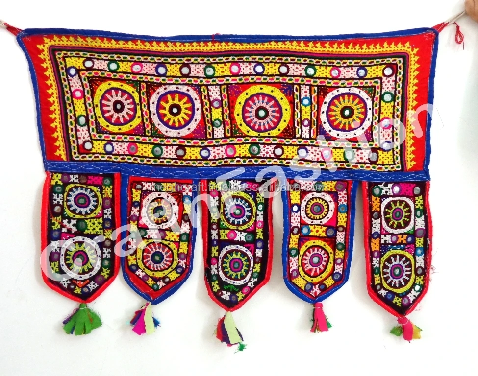 Vintage Cotton Fabric Toran - Indian Decor Door Hanging - Vintage Patchwork Embroidery Toran