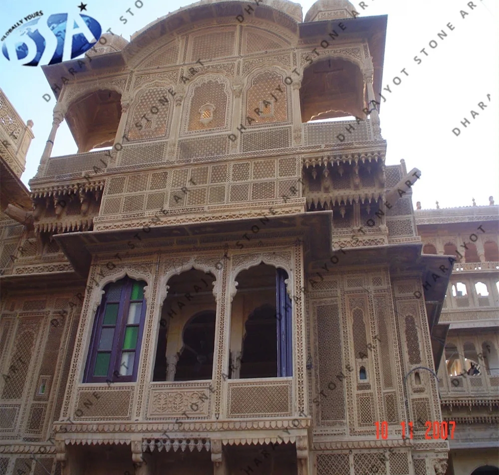 
Antique Hand Carved Polished Sandstone Decorative Big Elevation 