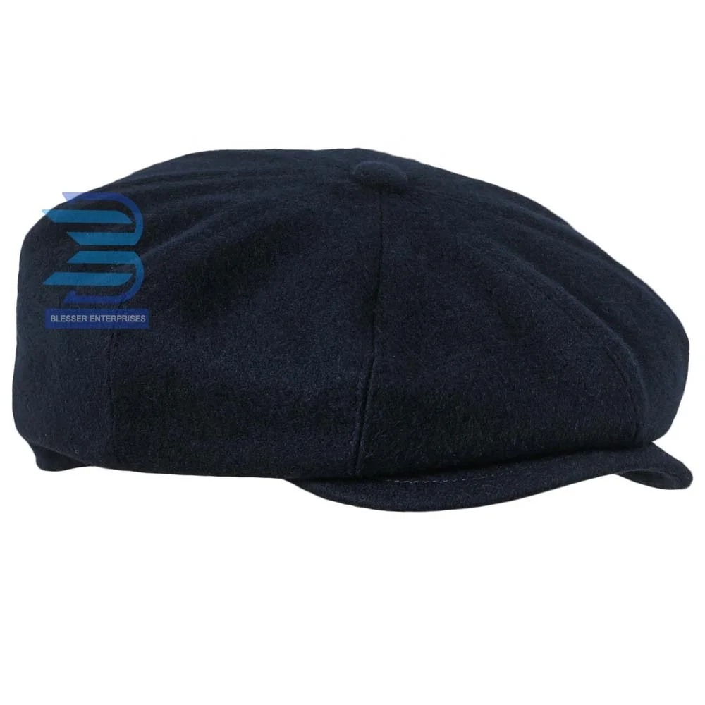 Wholesale Factory price Custom Branding Peaky blinders hat Navy Blue Tweed Irish Newsboy hat