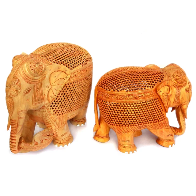 Индийская традиционная тонкая резная статуя слона ручной работы большого размера для украшения дома