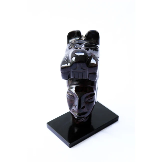 Quality Design Mexican Obsidian Sculpture Warrior for Home Decoration