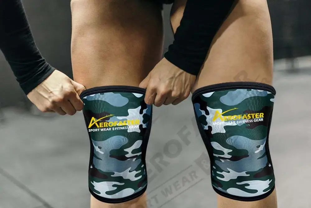  Камуфляжные зеленые неопреновые наколенники мощный подъемник бодибилдинг тренировки поддержка колена