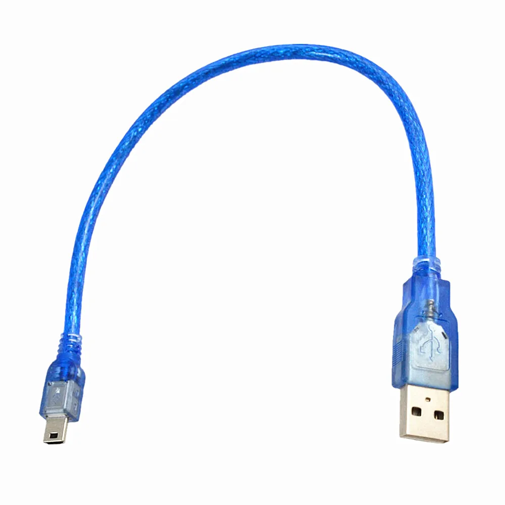 
1 Piece High Quality High Speed 30cm Blue Short USB 2.0 A Male to Mini 5 Pin B Data Charging Cable Cord Adapter 