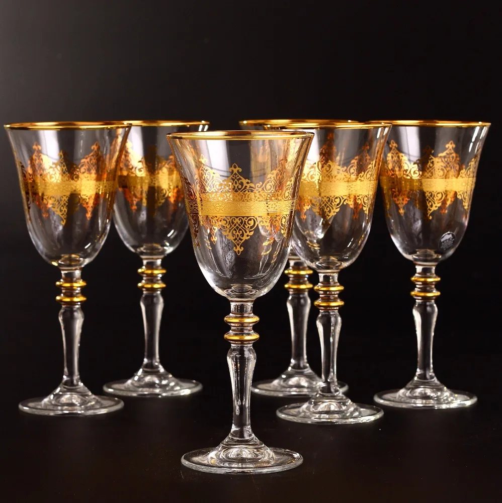 
440141 Glass Set - Gold Painted - Screen Printed - Nida Gold 