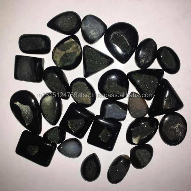 Loose Gemstone Black Druzy Agate Cabochon Druzy gemstone Cabochon Black Druzy Gemstones
