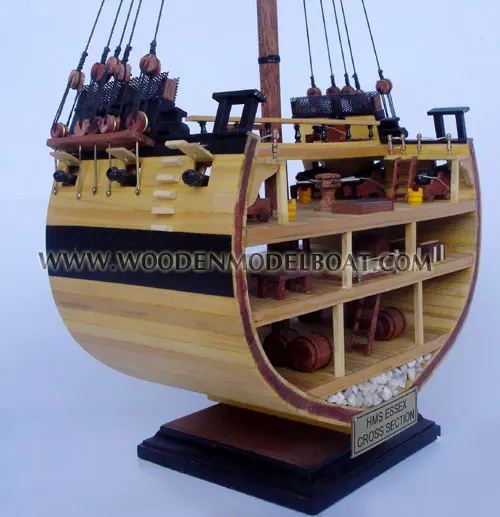 HMS ESSEX CROSS SECTION WOODEN MODEL BOAT_ WOODEN HANDICRAFT MODEL
