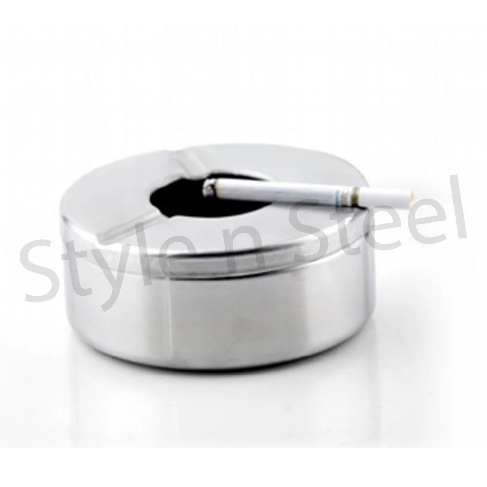 Round OPP Bag inner Box Acceptable Deluxe Ash Tray Stainless Steel Ashtray Cigarette Ash Holder Outdoor Ashtray Smoking