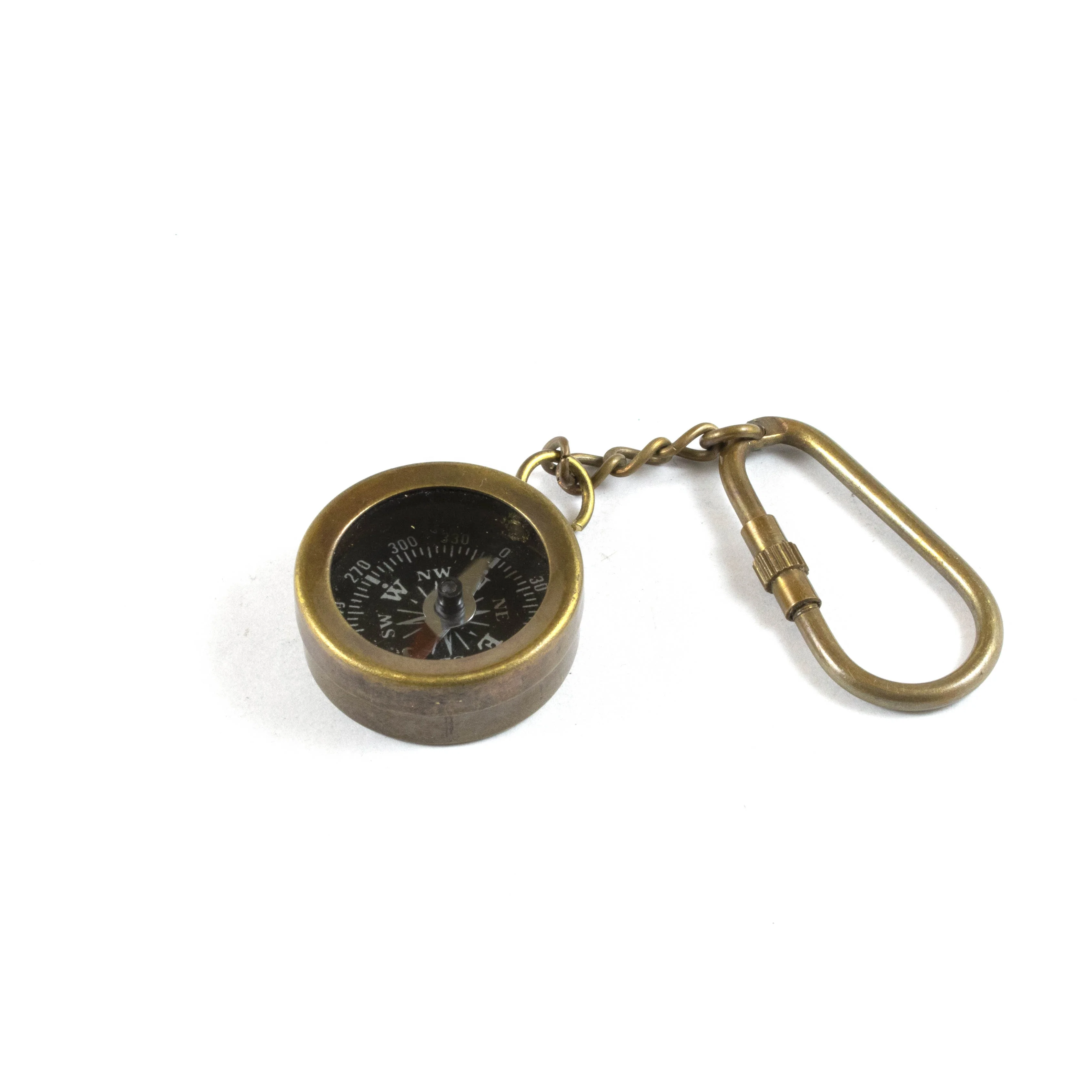 Brass Metal Nautical Antique Small Marine Compass Keychain Keyring Corporate Gift with Brass Loop