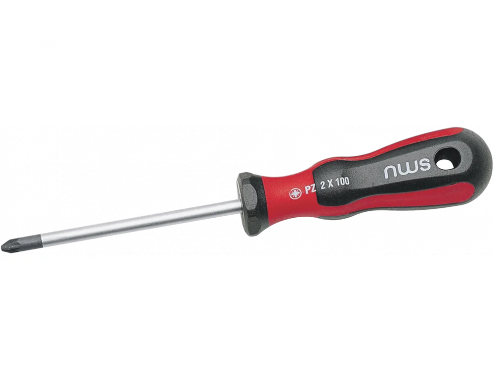 Screwdriver for cross slotted screws PZ - Blades hardened and chrome-plated with black tip