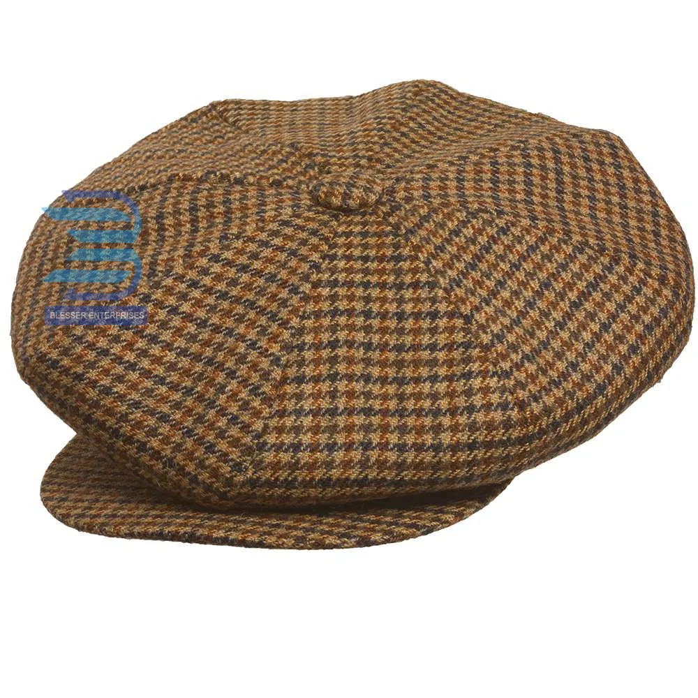 Новый дизайн шапка из 100% шерсти в елочку с большим яблоком твидовая