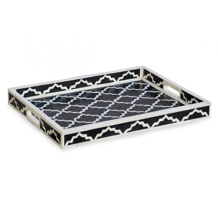 Beautiful Handmade Bone Inlay Modern Handmade Serving Tray | Best Price Indian Handmade Art Inlay Trays Manufacturer