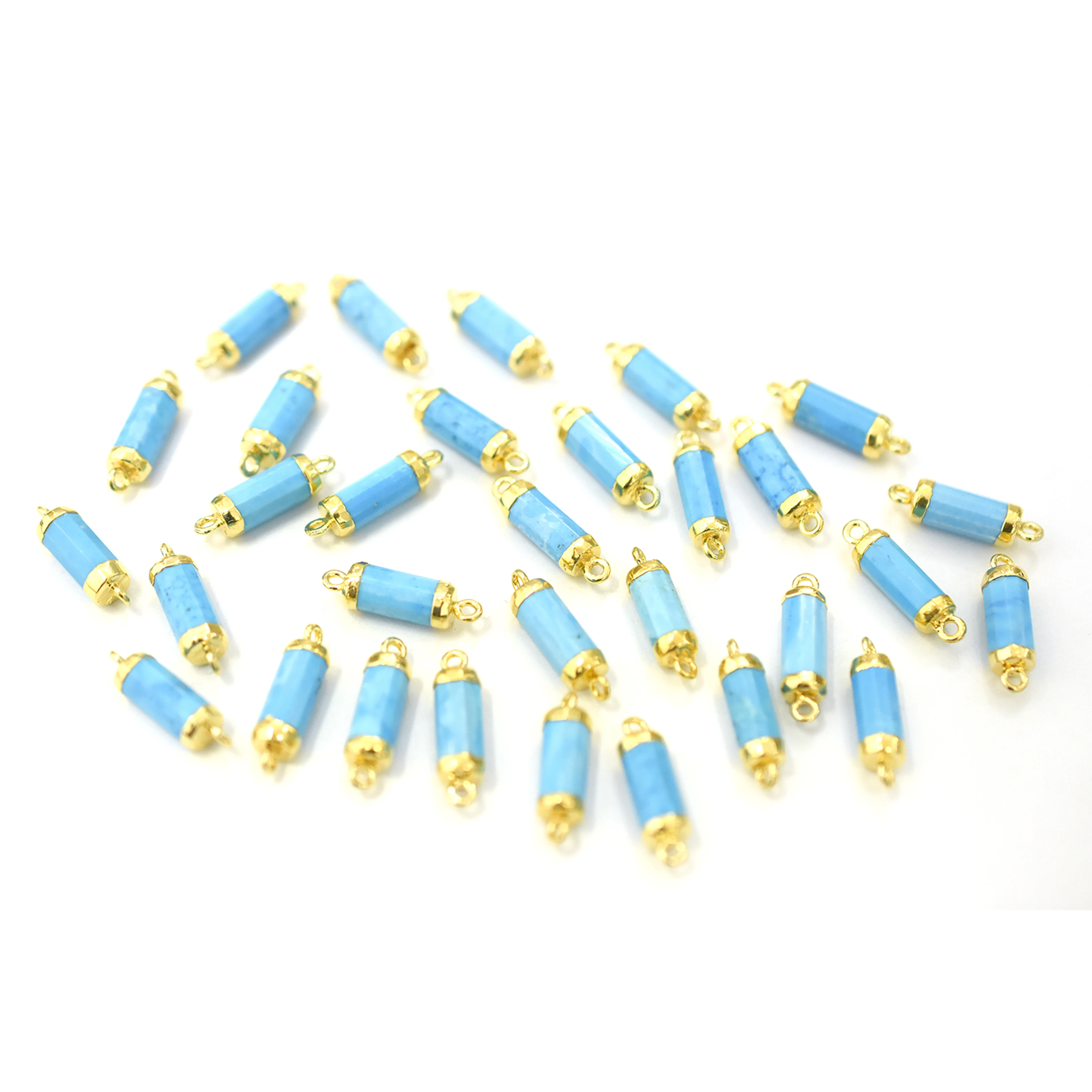 Howlite 18 To 20 MM With Bail Tube Shape Gold Plated Connector
