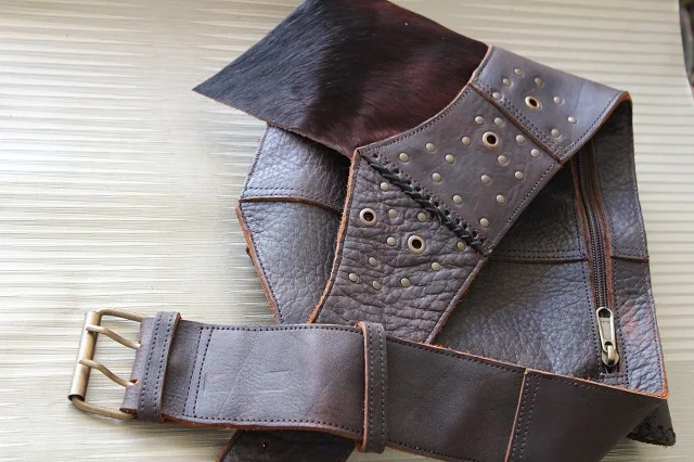 Real Genuine Leather Waist Pocket Belt Money Belt Unisex Waist Bags