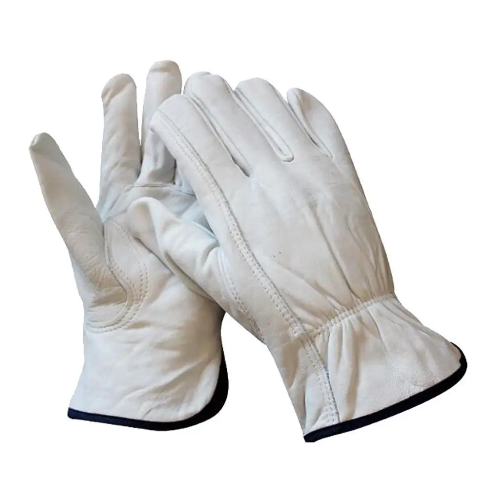Gray A Grade Grain Goatskin Leather Mechanic Work / Driver Gloves Customized Logo Wholesale Factory Price Safety Gloves