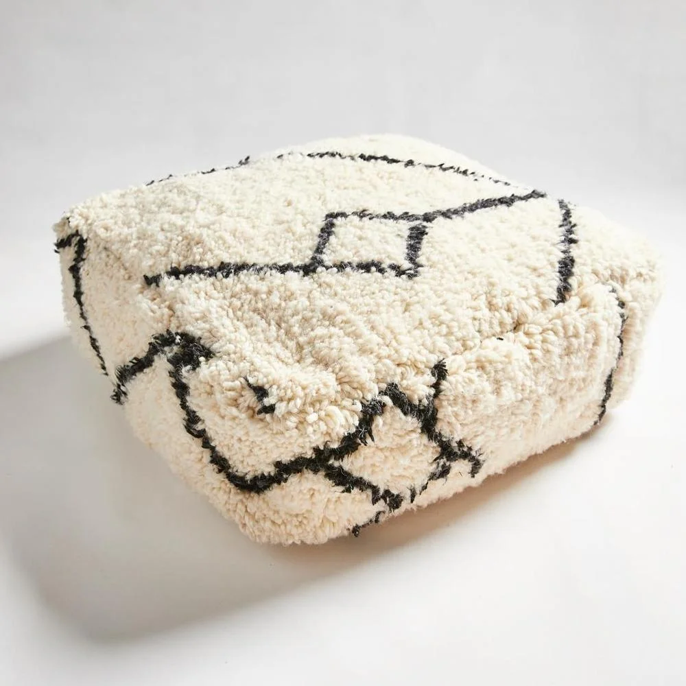 BENI ourain square pouf, flor pouf