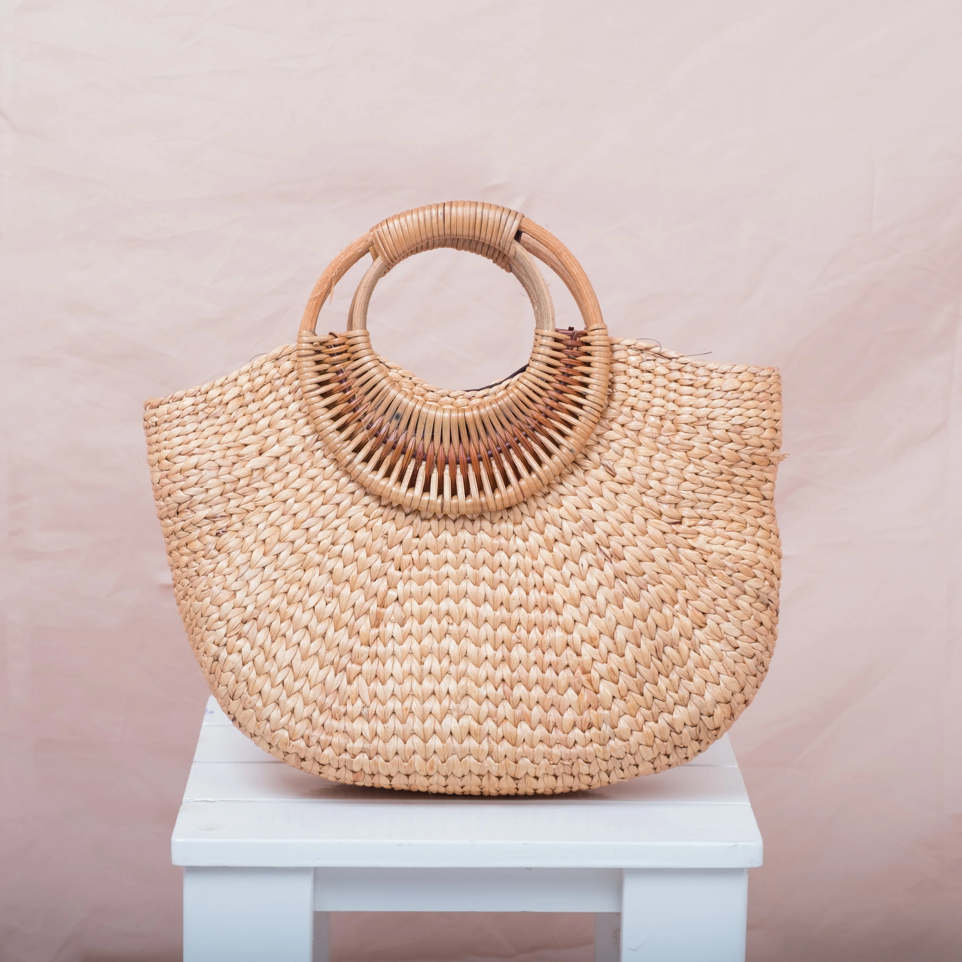 New collection straw material natural colour straw woven bag sea straw bag Vietnam handmade bag