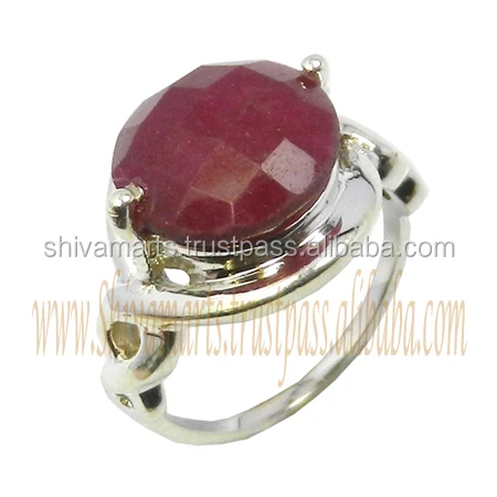Wholesale 925 Sterling Silver Ruby Cut Gemstone Ring Silver Jewelry