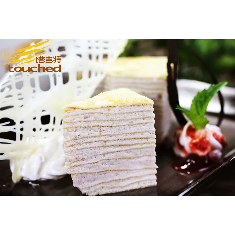 
Hot sale Touched 8 inches taro and milk hand-made Mille Crepe Cake 