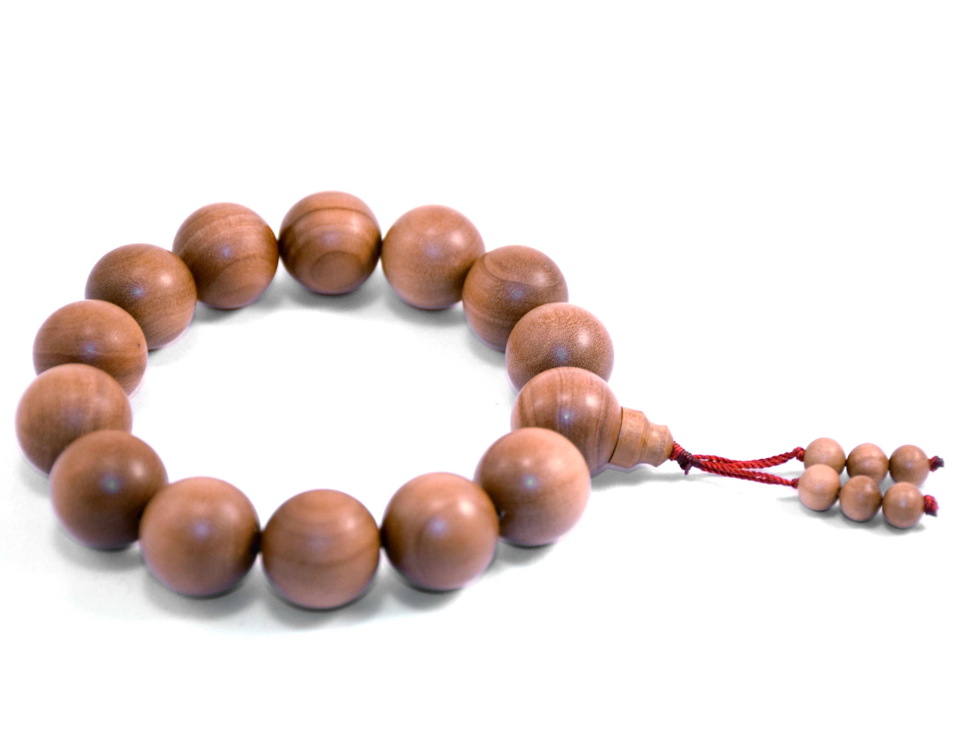 religious bead necklace, carved sandalwood beads, natural sandalwood beads