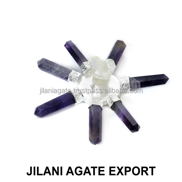 Wholesale Red Jasper Angel Energy Generator 7-Pencil Point Healing Device Semi-Precious Stone Crafts