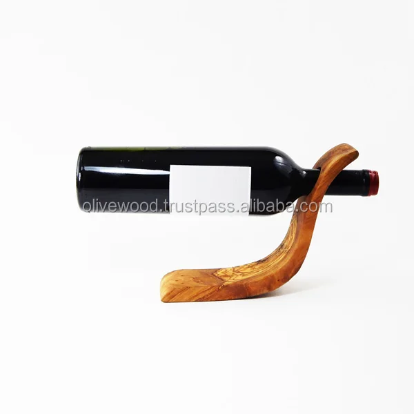 olive wood wine bottle holder
