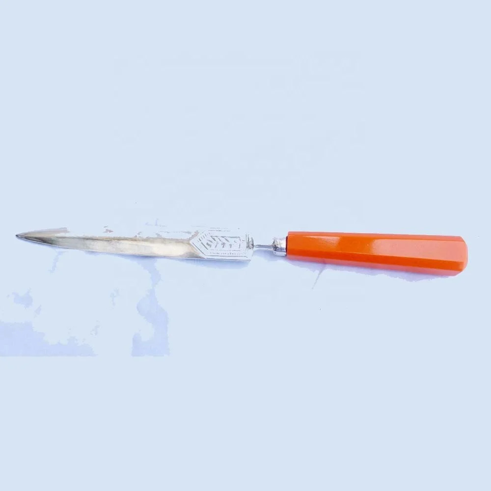 Металлическая оранжевая Смола Ручная ручка открывалка для писем индивидуальный уникальный необычный стильный современный оловянный нож