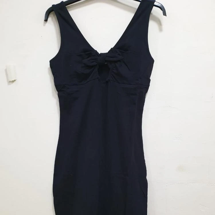 Clothes stock/item in stock brand labels Women's Sexy Tunic Sleeveless V-neck Long Sleeve Cotton Dress Excess Bangladesh