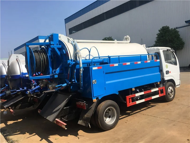 3000 liters DFAC LHD Manuel sewer cleaning sucker truck sewage suction truck