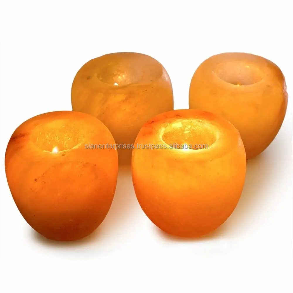 Sian Enterprises Crafted Sphere Shape Candle Holder Himalayan Crystal Salt Lamp Stone Material for Wedding Lighting