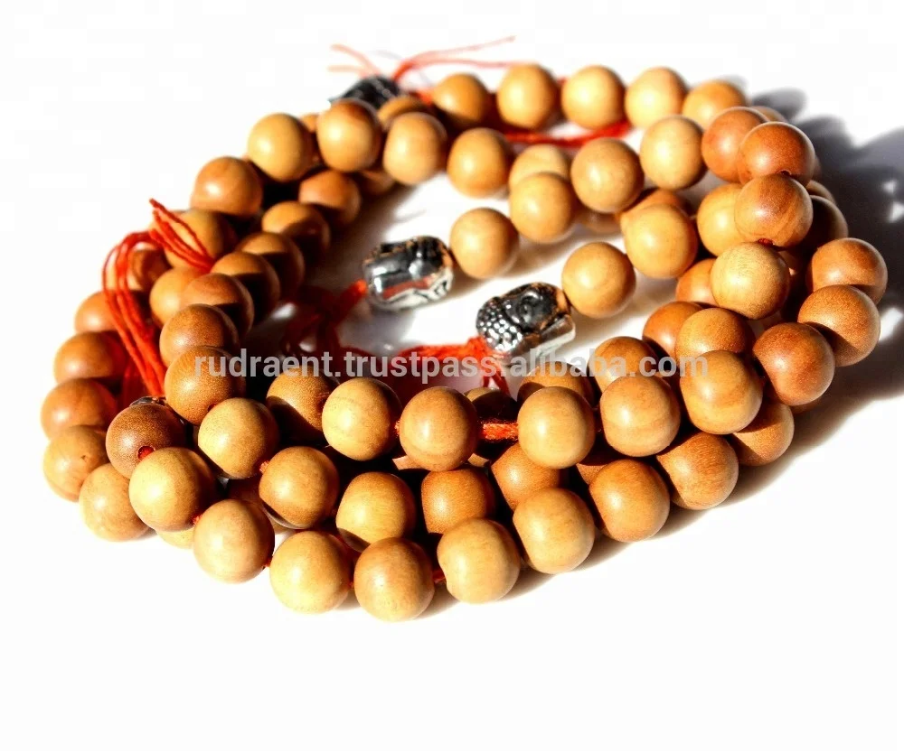 Indian White Sandalwood DIY Loose Beads 8 mm Strands Handcrafted DIY Wooden Beads for Jewelry Making