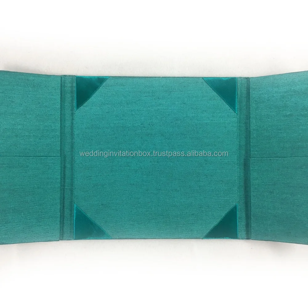 Plain Gold Silk Laminated Cardboard Wedding Invitation Gatefold Creation