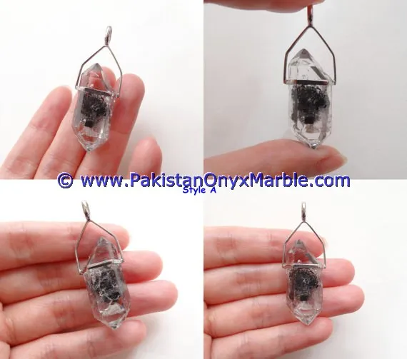 Herkimer Diamond Double Terminated Sterling Silver Pendant Quartz Crystal Jewelry for Gift Number Pattern Charm